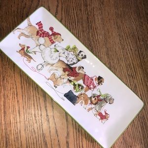 Pier 1 imports Christmas dog tray, Ironstone. Park avenue puppies.